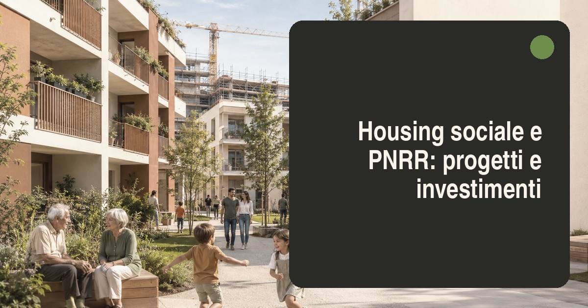 Cantiere di housing sociale con nuove residenze accessibili in costruzione in un quartiere urbano