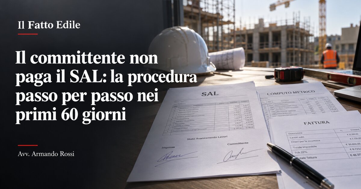 Il committente non paga il SAL: la procedura passo per passo nei primi 60 giorni